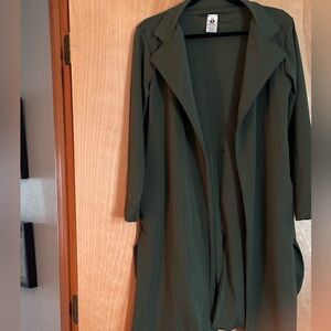 Yoga Democracy trench coat long jacket Pockets Green M like New !